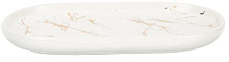 Ablageschale aus Marmor Schmucktablett Keramiktablett Serviertablett aus Porzellan Küche Badezimmer Ablageplatte Tablett mit Toilettenartikeln Marmorierung Ringhalter Armbandhalter