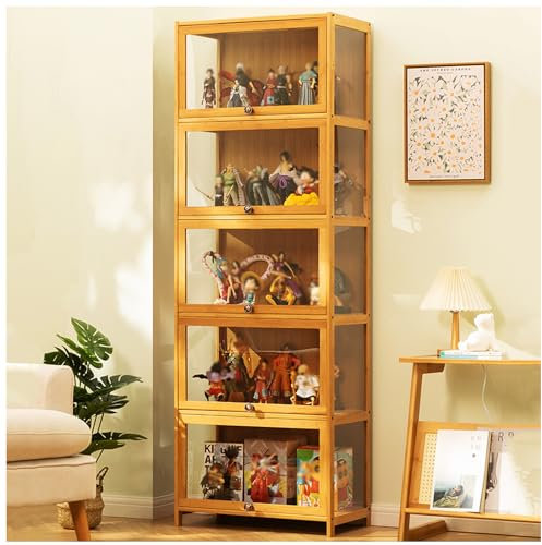 ARMERI Vitrine für Mini-Figuren, Reversible Türen, Clear Storage Cabinet Organizer für Mini-Figuren, Sammlungen, Staubdicht Vitrine für Spielzeug und Rock Stone,60×172cm/23.6×67.7in