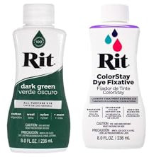 Rit Dye - Tinte líquido para tela de 8 onzas para ropa, decoración y manualidades, color verde oscuro con fijador de color