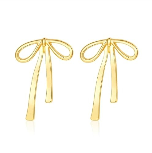 Rajputana Schleifen Ohrringe Gold für Damen, Gold Bow Earrings for Women Girls, Golden Schleife Ohrstecker Ribbon Stud Earrings Tassel Earrings for Wedding Statement Trendy Jewelry