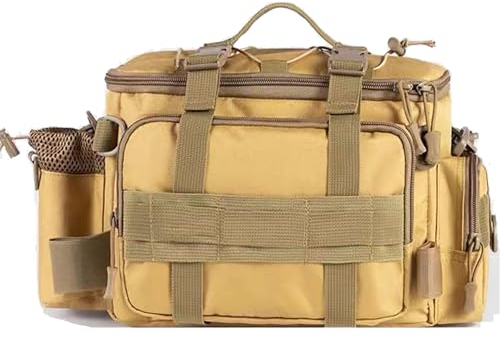 YUEMING Borsa da Pesca Grande per Attrezzi e Accessori con Cintura e Tracolla, 40 * 28 * 20cm, Giallo