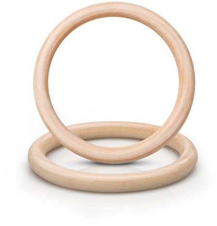 2 Anneaux 10cm en Bois Naturel pour Ruban, Bouquet, Mariage, Projets de Bricolage, Loisirs Créatifs, Déco - Cercle Polyvalent et Solide