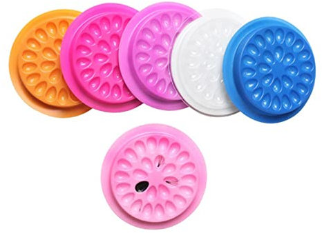 Healeved 20 Pièces porte-cils plaque à main pour les cils plaque de cils palette de maquillage support de plateau d'extension de cils plateau de cils colle assiette de fleurs Violet,mauve