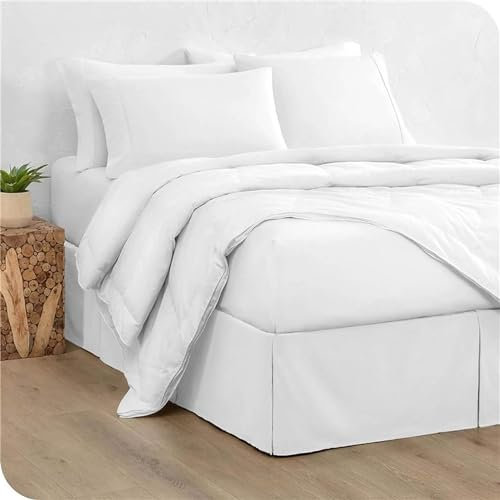 ZORZA Cache-Sommier Plissé 100% Microfibre en Coton,Cache Sommier 90x190/90x200/120x200/140x200/150x190/150x200/180x200/200x200,avec Jupe de Lit de Volants De 35 cm,Blanc,90x190+35cm