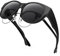 URUMQI Überzieh Sonnenbrille für Brillenträger Damen UV400 Schutz Blendschutz Polarisierte Sonnenbrille Fit over Brille Ultra Leicht Rundes Katzenauge Schwarzer Rahmen