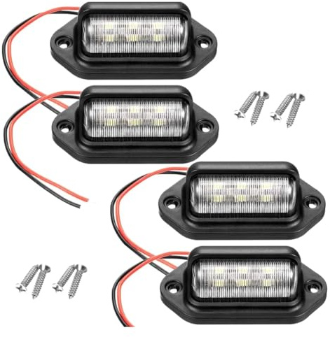 YUANFU 4pcs LED Number Plate Lights Waterproof 12V 24V License Plate 6-SMD Lamp White for Car Trailer Truck Caravan Boat RV SUV (4)