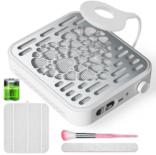 Limegirl Nail Dust Collector for Acrylic Nail, with 2*Reusable Nail Filter, Nail file and Cleaning Brush, Powerful Nail Dust Extractor with Upgraded Dust Collector Nail Tech for Nail Polishing (White)