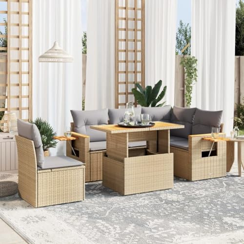 Amorsee Balkon Lounge Klein Verstellbare Tischplatte Balkon Sofa Rattan Gartensofa Gartenlounge Ecklounge Ecksofa Lounge Möbel Outdoor Loungemöbel Balkonsofa Gartenmöbel Balkonmöbel