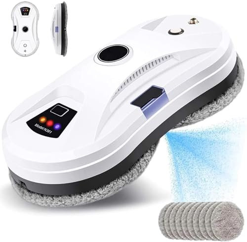 Robot Limpiador de Ventanas Eléctrico, Robot de Limpieza Automática de Ventanas con Rociador de Agua, Robot Aspirador de Vidrio para Ventanas con Control Remoto, para Interiores y Exteriores