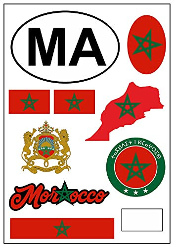 Daged Carte autocollante Maroc - Pour voiture, moto, motard - Drapeau AK