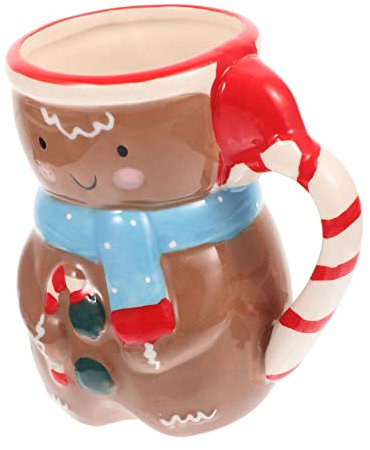 BEBEMOKO Tasse de Noël en céramique - Tasses de Noël en grès marron - Tasses de bureau - Tasse à chocolat chaud - Tasse à expresso en d'épice - Tasse à l'avoine - Tasse de Noël en céramique -