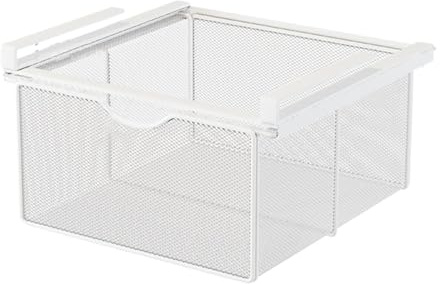 LOVIVER Panier à Tiroir Coulissant Suspendu, Panier de Rangement Coulissant sous Étagère, Organisateur de Rangement sous Armoire pour Chambre à Coucher, Blanc, XL