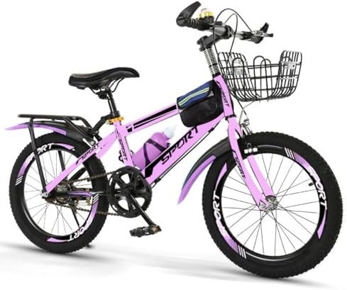 Purple Girls Mountain Bike - 24 Inch, Height Adjustable, Double Brake, Tool Kit Included for 6 to 12 Year Old Girls