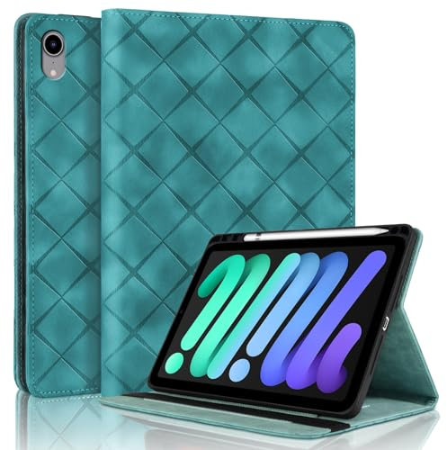 Vaitasy Funda para iPad Mini 7 (A17 Pro) 2024/ iPad Mini 6 8.3 Pulgadas con Portalápiz, Flip Cuero PU Cover con Soporte Múltiple Ángulo Carcasa para iPad Mini 6 - Verde