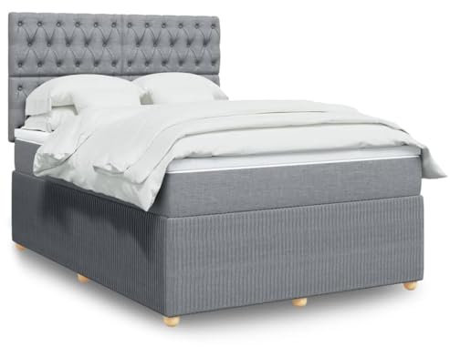Iiaky Boxspringbett mit Matratze Betten Mit Matratze Schlafzimmer Bett Boxspringbett Mit Matratze Hellgrau 140x200 cm Stoff // 3294386