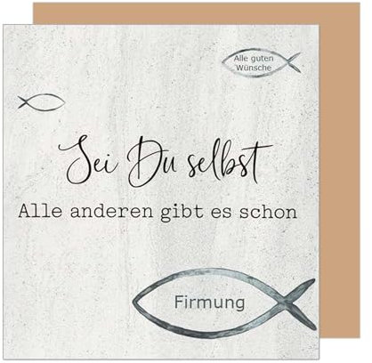 Edition Seidel Premium quadratische Glückwunschkarte zur Firmung mit Umschlag. Firmungskarte mit Spruch Karte Grußkarte Junge Mädchen Jugendliche Fisch (FIQ116 SW025)