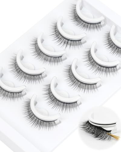 Natural Pre Glued Lashes Self Adhesive Eyelashes 5 Pairs Pack Faux Cils Wispy No Glue Eyelashes Réutilisable Et Confortable by Obeyalash (L08)