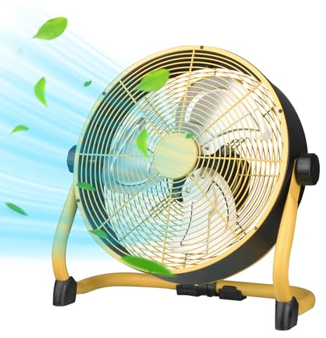 TrendGear 12 Inch High Speed Floor Fan, Heavy Duty Metal Industrial Fans with 3 Speeds, Portable Fan with 360° Adjustable Head Tilt