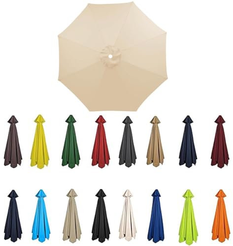 BLGVGKLPNT 2m-3.5m Replacement Parasol Canopy, Umbrella Replacement Fabric, UPF 50+ Garden Parasol Replacement Canopy, Outdoor Replacement Fabric, 6/8 Rib for Garden Umbrella (Beige,6ribs:2.5m/8.2ft)