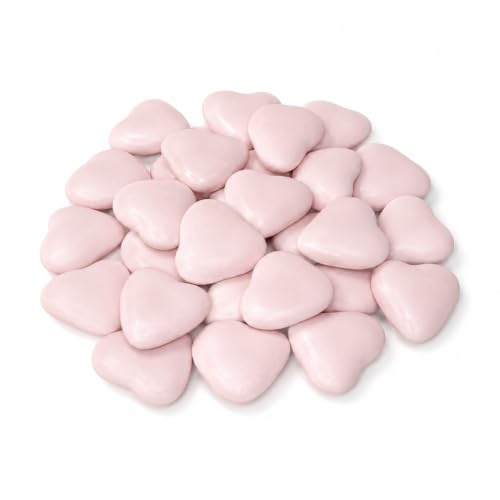 Dragées Petits Coeurs au Chocolat Suprême, 70% Cacao, 21 Couleur au Choix, Fabrication Artisanale Française, 250g (Rose)