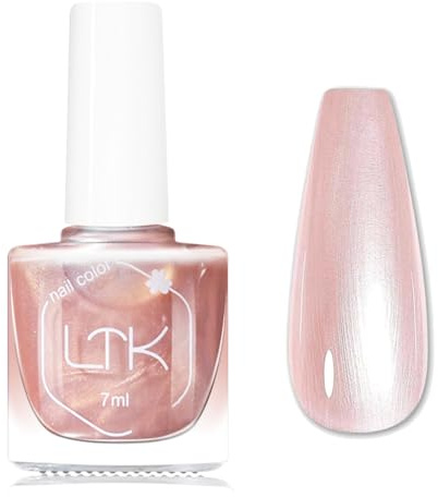 Pearlescent Light Pink Nail Polish, Quick Dry Pearl Nail Polish, Air Fast Drying 7ml Nail Lacquer Non Gel Oil-based Nail Art Manicure Home DIY