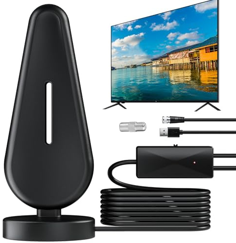 Antenne TV Intérieure Puissante - Optimisée pour 720p, 1080p, 4k - Réception Exceptionnelle des Chaînes TNT en Intérieur pour Une Expérience TV Impeccable