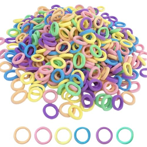 300 Färgglada babyhårband, Elastiska tofsar 20mm för flickor, barn och småbarn (Glassfärger)