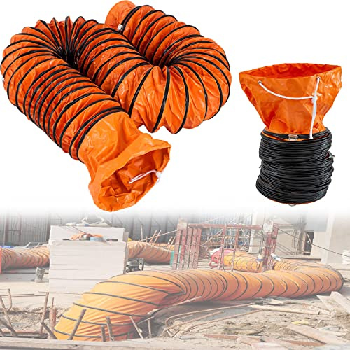 ANXYYDS PVC Flexible Duct Ducting Industrial Portable Ventilator Extractor Hose Heavy Duty with 2X Lifting Hook, Adjustable Rope and D-Ring, for Utility Blower Exhaust Fan 10M-60CM