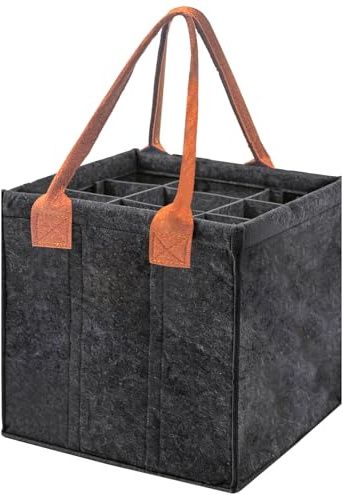 ChilArt Flaschentasche 9 Flaschen,Faltbare Filz laschentragetasche | Filz Flaschen Tasche Wiederverwendbar,Männerhandtasche mit Trennwänden für Wasserflaschen,Weinflasche,Bier und Sekt