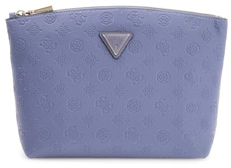 GUESS Kosmetiktasche Wilder Top Zip Cosmetic Bag Grey Blue Logo blaugrau