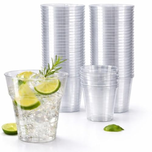 1ABOVE 50 Premium Clear Hard Plastic Cups 180ml (6oz) – Reusable Party Tumblers for Cocktails, Wine, Champagne, Desserts, Weddings & Events