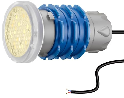 OSREE Mini Projecteur Piscine Vissable avec Filetage 1,5, 6W LED Spot Piscine 3000K Non Dimmable, 480lm, Ø49mm, 12V AC/DC Étanche IP68 Lampe Blanches à Fixer sur Prise Balai pour Piscines Béton