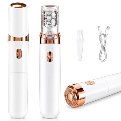 Gesichtshaarentferner für Frauen, 2 in 1 Wiederaufladbar Gesichtsepilierer Damen mit LED-Licht, Schmerzloser Elektrischer Rasierer Epilierer Gesicht Epilierer Damen für Gesicht Beine Arme Bikini