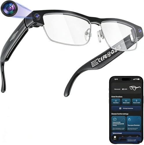 VeftBltrem AI Smart Glasses, Intelligente Brille mit 8MP HD-Kamera, Echtzeit-Übersetzung, Objekterkennung, Sprachsteuerung, Open-Ear Audio, 300mAh Akku, Ultra-leicht für Reisen, Arbeit & Alltag