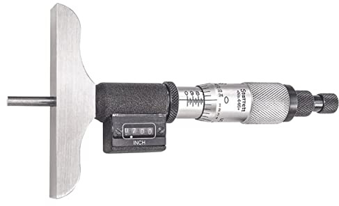 Starrett 446AZ-3RL Digital Depth Gauge, Ratchet Stop, Lock Nut, Micrometre Type, 0-3 Range, 0.001 Graduation, +/-0.0001 Accuracy