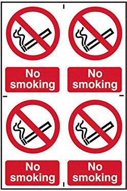 Scan SCA0552 Self adhesive PVC sign - No smoking - 4 Small Signs - 200 x 300mm