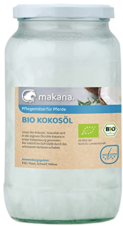 Makana BIO Kokosöl/ Kokosfett für Pferde, kaltgepresst, 900 ml Glas