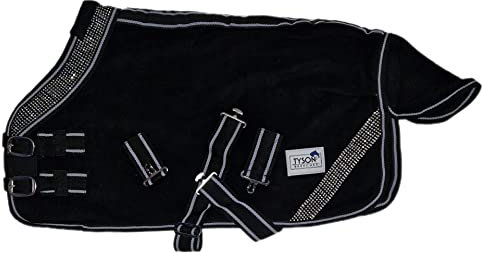 Fleece Schwarz Grau Decke Abschwitzdecke Minipony Glitzer Minishetty Shetty Falabella 60 65 70 75 80 85 90 95 100 (85)