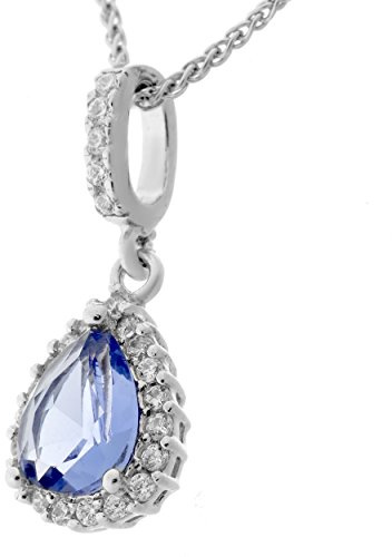Orphelia Damen-Anhänger met Kette 925 Silber rhodiniert Zirkonia blau Brillantschliff-ZH-7226/BT