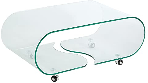 riess-Ambiente.de Extravaganter Glas Couchtisch FANTOME 90cm transparent Glastisch Tisch Wohnzimmer