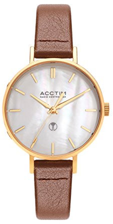 Acctim 60516 Bonny Dual Band Radio Controlled Watch in Gold on Tan Leather