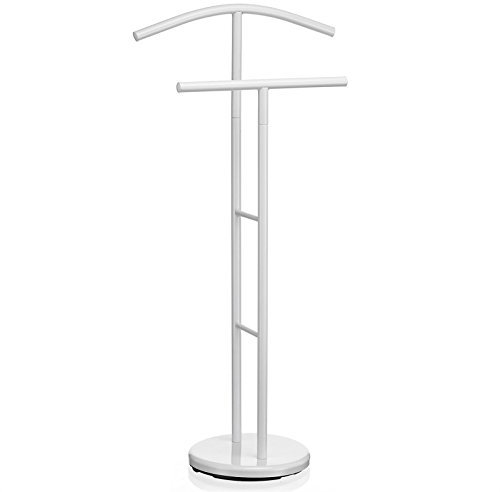 IDIMEX Valet de Chambre LAURENZ Valet de Nuit Porte vêtements Support Veste en métal laqué Blanc