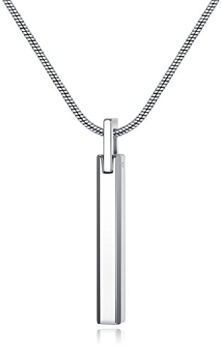 COAI Simple Bar Necklace Tungsten Steel Necklace for Men, Snake Chain Silver Necklace for Men 55cm