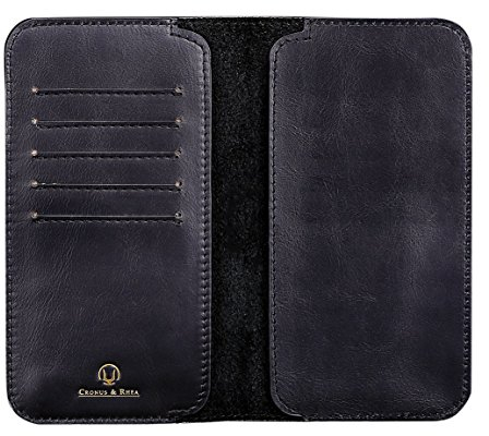 Cronus & Rhea® | Portefeuille Smartphone de Luxe en Cuir Exclusif (Cerberus) | Apple iPhone 8 7X | Porte-Cartes - Étui | Cuir véritable | avec boîte-Cadeau élégante | Hommes - Femmes (Noir, L)