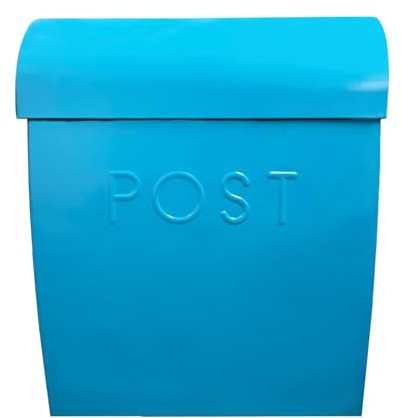 NACH Großer Briefkasten zur Wandmontage, 38,3 x 31,6 x 13,7 cm, blaue Briefkästen für Außenwandmontage, wasserdicht – The Sylvia Mailbox