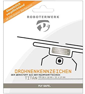 Roboterwerk Geschenk-Gutschein für eine Drohnen-Plakette (laserbeschriftetes Kennzeichen) Glas, Titan oder Aluminium (Titan)