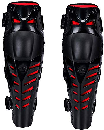 GES Upgrade Knieschützer Motorrad Knieschutz Knieschutz Guards Protector Kit Motocross Racing (Schwarz-Rot)