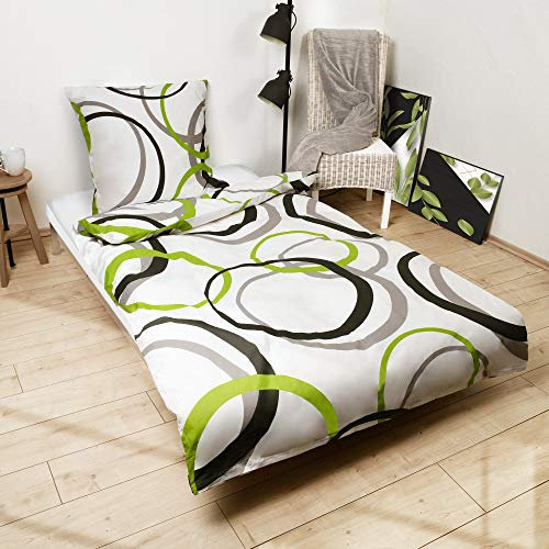 Beautissu Renforcé Bettwäsche 155x220 cm 1er Set Nina – Bettwäscheset 2teilig 100% Baumwoll Bettwäsche mit Reißverschluss - Ganzjahresbettwäsche Set 1x Bettdecken Bezug & 1x Kissenbezug 80x80 cm