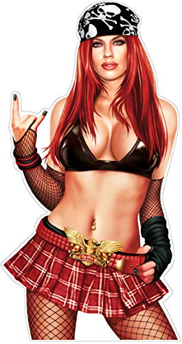 Aufkleber Pinup Rock Girl Autoaufkleber Sticker ca. 18x9 cm Pinups Sexy Girls Retro Motorrad