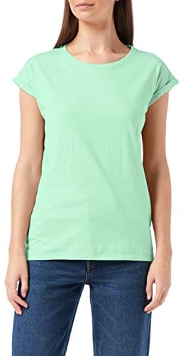 Build Your Brand Damen T-Shirt Ladies Extended Shoulder Tee, lang geschnittenes T-Shirt für Frauen, Baumwolle, Neo Mint, XS